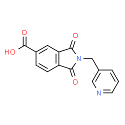 ChemSpider 2D Image | 1,3-dioxo-2-(pyridin-3-ylmethyl)isoindole-5-carboxylic acid | C15H10N2O4