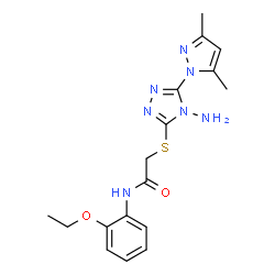 ChemSpider 2D Image | 2-{[4-Amino-5-(3,5-dimethyl-1H-pyrazol-1-yl)-4H-1,2,4-triazol-3-yl]sulfanyl}-N-(2-ethoxyphenyl)acetamide | C17H21N7O2S
