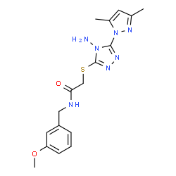 ChemSpider 2D Image | 2-{[4-Amino-5-(3,5-dimethyl-1H-pyrazol-1-yl)-4H-1,2,4-triazol-3-yl]sulfanyl}-N-(3-methoxybenzyl)acetamide | C17H21N7O2S