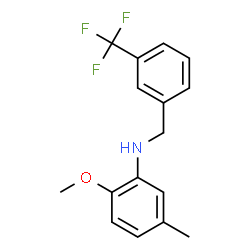 ChemSpider 2D Image | 2-Methoxy-5-methyl-N-[3-(trifluoromethyl)benzyl]aniline | C16H16F3NO