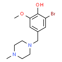 ChemSpider 2D Image | 2-Bromo-6-methoxy-4-[(4-methyl-1-piperazinyl)methyl]phenol | C13H19BrN2O2