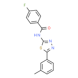 ChemSpider 2D Image | 4-Fluoro-N-[5-(3-methylphenyl)-1,3,4-thiadiazol-2-yl]benzamide | C16H12FN3OS