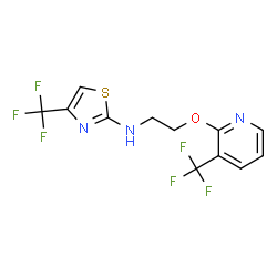ChemSpider 2D Image | 4-(Trifluoromethyl)-N-(2-{[3-(trifluoromethyl)-2-pyridinyl]oxy}ethyl)-1,3-thiazol-2-amine | C12H9F6N3OS