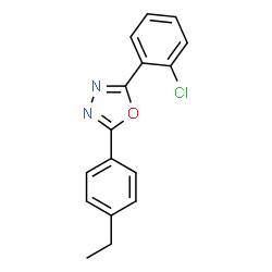 ChemSpider 2D Image | 2-(2-Chlorophenyl)-5-(4-ethylphenyl)-1,3,4-oxadiazole | C16H13ClN2O