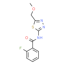 ChemSpider 2D Image | 2-Fluoro-N-[5-(methoxymethyl)-1,3,4-thiadiazol-2-yl]benzamide | C11H10FN3O2S