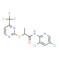 ChemSpider 2D Image | N-(3,5-Dichloro-2-pyridinyl)-2-{[4-(trifluoromethyl)-2-pyrimidinyl]sulfanyl}propanamide | C13H9Cl2F3N4OS