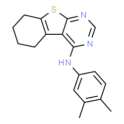 ChemSpider 2D Image | N-(3,4-Dimethylphenyl)-5,6,7,8-tetrahydro[1]benzothieno[2,3-d]pyrimidin-4-amine | C18H19N3S