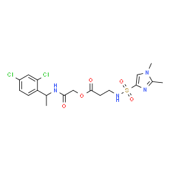 ChemSpider 2D Image | 2-{[1-(2,4-Dichlorophenyl)ethyl]amino}-2-oxoethyl N-[(1,2-dimethyl-1H-imidazol-4-yl)sulfonyl]-beta-alaninate | C18H22Cl2N4O5S