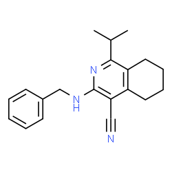 ChemSpider 2D Image | 3-(Benzylamino)-1-isopropyl-5,6,7,8-tetrahydro-4-isoquinolinecarbonitrile | C20H23N3
