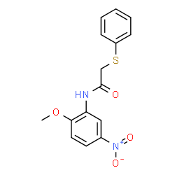 ChemSpider 2D Image | N-(2-Methoxy-5-nitrophenyl)-2-(phenylsulfanyl)acetamide | C15H14N2O4S