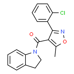 ChemSpider 2D Image | [3-(2-Chlorophenyl)-5-methyl-1,2-oxazol-4-yl](2,3-dihydro-1H-indol-1-yl)methanone | C19H15ClN2O2