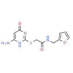 ChemSpider 2D Image | 2-[(4-Amino-6-oxo-1,6-dihydropyrimidin-2-yl)sulfanyl]-N-(2-furylmethyl)acetamide | C11H12N4O3S