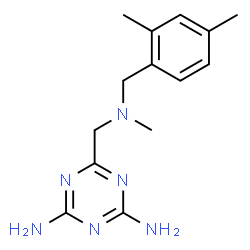 ChemSpider 2D Image | 6-{[(2,4-Dimethylbenzyl)(methyl)amino]methyl}-1,3,5-triazine-2,4-diamine | C14H20N6