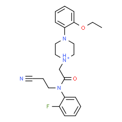 ChemSpider 2D Image | 1-{2-[(2-Cyanoethyl)(2-fluorophenyl)amino]-2-oxoethyl}-4-(2-ethoxyphenyl)piperazin-1-ium | C23H28FN4O2