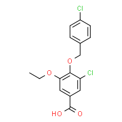 ChemSpider 2D Image | 3-Chloro-4-[(4-chlorobenzyl)oxy]-5-ethoxybenzoic acid | C16H14Cl2O4