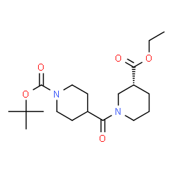 ChemSpider 2D Image | 2-Methyl-2-propanyl 4-{[(3R)-3-(ethoxycarbonyl)-1-piperidinyl]carbonyl}-1-piperidinecarboxylate | C19H32N2O5