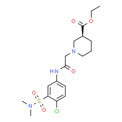 ChemSpider 2D Image | Ethyl (3S)-1-(2-{[4-chloro-3-(dimethylsulfamoyl)phenyl]amino}-2-oxoethyl)-3-piperidinecarboxylate | C18H26ClN3O5S