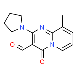 ChemSpider 2D Image | 9-Methyl-4-oxo-2-(1-pyrrolidinyl)-4H-pyrido[1,2-a]pyrimidine-3-carbaldehyde | C14H15N3O2