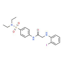 ChemSpider 2D Image | N-[4-(Diethylsulfamoyl)phenyl]-N~2~-(2-iodophenyl)glycinamide | C18H22IN3O3S