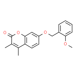 ChemSpider 2D Image | 7-[(2-Methoxybenzyl)oxy]-3,4-dimethyl-2H-chromen-2-one | C19H18O4