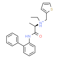 ChemSpider 2D Image | (2R)-1-(2-Biphenylylamino)-N-ethyl-1-oxo-N-(2-thienylmethyl)-2-propanaminium | C22H25N2OS