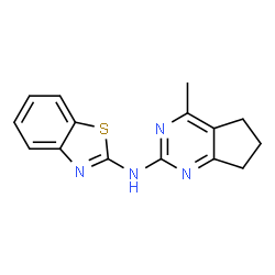 ChemSpider 2D Image | N-(4-Methyl-6,7-dihydro-5H-cyclopenta[d]pyrimidin-2-yl)-1,3-benzothiazol-2-amine | C15H14N4S