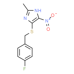 ChemSpider 2D Image | 4-[(4-Fluorobenzyl)sulfanyl]-2-methyl-5-nitro-1H-imidazole | C11H10FN3O2S