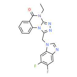 ChemSpider 2D Image | 1-[(5,6-Difluoro-1H-benzimidazol-1-yl)methyl]-4-ethyl[1,2,4]triazolo[4,3-a]quinazolin-5(4H)-one | C19H14F2N6O