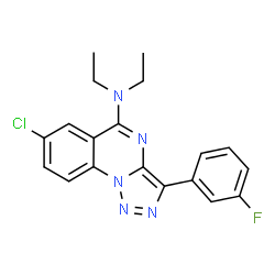 ChemSpider 2D Image | 7-Chloro-N,N-diethyl-3-(3-fluorophenyl)[1,2,3]triazolo[1,5-a]quinazolin-5-amine | C19H17ClFN5