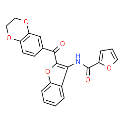 ChemSpider 2D Image | N-[2-(2,3-Dihydro-1,4-benzodioxin-6-ylcarbonyl)-1-benzofuran-3-yl]-2-furamide | C22H15NO6