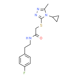 ChemSpider 2D Image | 2-[(4-Cyclopropyl-5-methyl-4H-1,2,4-triazol-3-yl)sulfanyl]-N-[2-(4-fluorophenyl)ethyl]acetamide | C16H19FN4OS