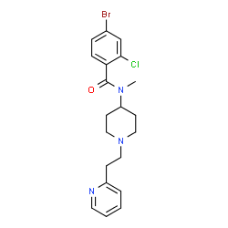 ChemSpider 2D Image | 4-Bromo-2-chloro-N-methyl-N-{1-[2-(2-pyridinyl)ethyl]-4-piperidinyl}benzamide | C20H23BrClN3O