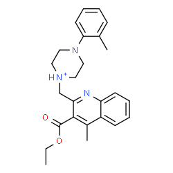 ChemSpider 2D Image | 1-{[3-(Ethoxycarbonyl)-4-methyl-2-quinolinyl]methyl}-4-(2-methylphenyl)piperazin-1-ium | C25H30N3O2