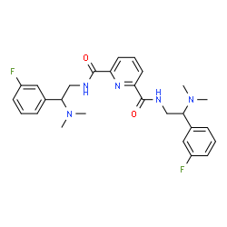 ChemSpider 2D Image | N,N'-Bis[2-(dimethylamino)-2-(3-fluorophenyl)ethyl]-2,6-pyridinedicarboxamide | C27H31F2N5O2