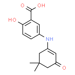 ChemSpider 2D Image | 5-[(5,5-Dimethyl-3-oxo-1-cyclohexen-1-yl)amino]-2-hydroxybenzoic acid | C15H17NO4