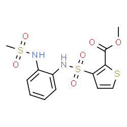 ChemSpider 2D Image | Methyl 3-({2-[(methylsulfonyl)amino]phenyl}sulfamoyl)-2-thiophenecarboxylate | C13H14N2O6S3