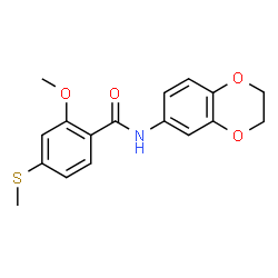 ChemSpider 2D Image | N-(2,3-Dihydro-1,4-benzodioxin-6-yl)-2-methoxy-4-(methylsulfanyl)benzamide | C17H17NO4S