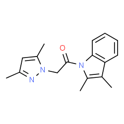 ChemSpider 2D Image | 1-(2,3-Dimethyl-indol-1-yl)-2-(3,5-dimethyl-pyrazol-1-yl)-ethanone | C17H19N3O