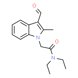ChemSpider 2D Image | N,N-Diethyl-2-(3-formyl-2-methyl-indol-1-yl)acetamide | C16H20N2O2