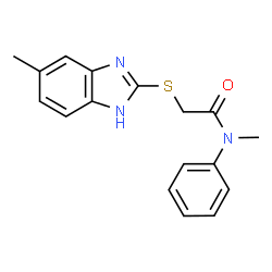 ChemSpider 2D Image | N-Methyl-2-[(5-methyl-1H-benzimidazol-2-yl)sulfanyl]-N-phenylacetamide | C17H17N3OS