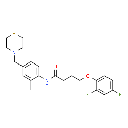 ChemSpider 2D Image | 4-(2,4-Difluorophenoxy)-N-[2-methyl-4-(4-thiomorpholinylmethyl)phenyl]butanamide | C22H26F2N2O2S
