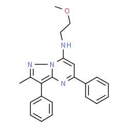 ChemSpider 2D Image | N-(2-Methoxyethyl)-2-methyl-3,5-diphenylpyrazolo[1,5-a]pyrimidin-7-amine | C22H22N4O