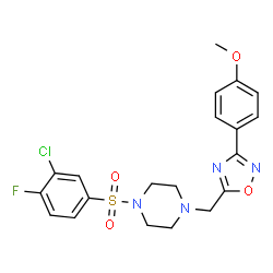 ChemSpider 2D Image | 1-[(3-Chloro-4-fluorophenyl)sulfonyl]-4-{[3-(4-methoxyphenyl)-1,2,4-oxadiazol-5-yl]methyl}piperazine | C20H20ClFN4O4S