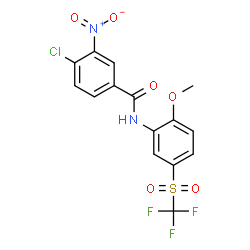 ChemSpider 2D Image | 4-Chloro-N-{2-methoxy-5-[(trifluoromethyl)sulfonyl]phenyl}-3-nitrobenzamide | C15H10ClF3N2O6S