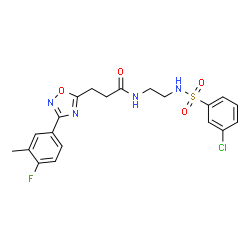 ChemSpider 2D Image | N-(2-{[(3-Chlorophenyl)sulfonyl]amino}ethyl)-3-[3-(4-fluoro-3-methylphenyl)-1,2,4-oxadiazol-5-yl]propanamide | C20H20ClFN4O4S