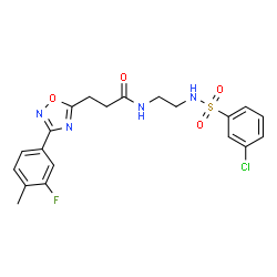 ChemSpider 2D Image | N-(2-{[(3-Chlorophenyl)sulfonyl]amino}ethyl)-3-[3-(3-fluoro-4-methylphenyl)-1,2,4-oxadiazol-5-yl]propanamide | C20H20ClFN4O4S
