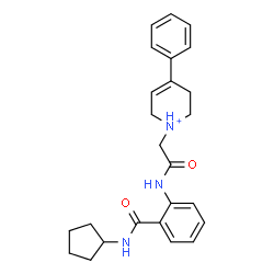 ChemSpider 2D Image | 1-(2-{[2-(Cyclopentylcarbamoyl)phenyl]amino}-2-oxoethyl)-4-phenyl-1,2,3,6-tetrahydropyridinium | C25H30N3O2