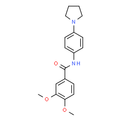 ChemSpider 2D Image | 3,4-Dimethoxy-N-[4-(1-pyrrolidinyl)phenyl]benzamide | C19H22N2O3
