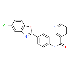 ChemSpider 2D Image | N-[4-(5-Chloro-1,3-benzoxazol-2-yl)phenyl]nicotinamide | C19H12ClN3O2