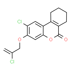 ChemSpider 2D Image | 2-Chloro-3-[(2-chloro-2-propen-1-yl)oxy]-7,8,9,10-tetrahydro-6H-benzo[c]chromen-6-one | C16H14Cl2O3